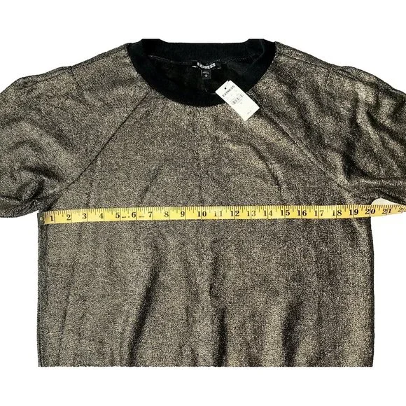 Express Women's Metallic Gold Pullover Sweater Medium - Picture 2 of 4